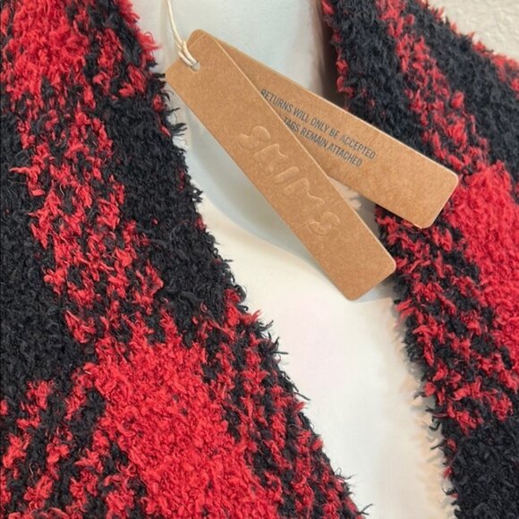 SKIMS Red and Black Plaid Robe Brick Buffalo Check S/M - Picture 9 of 11